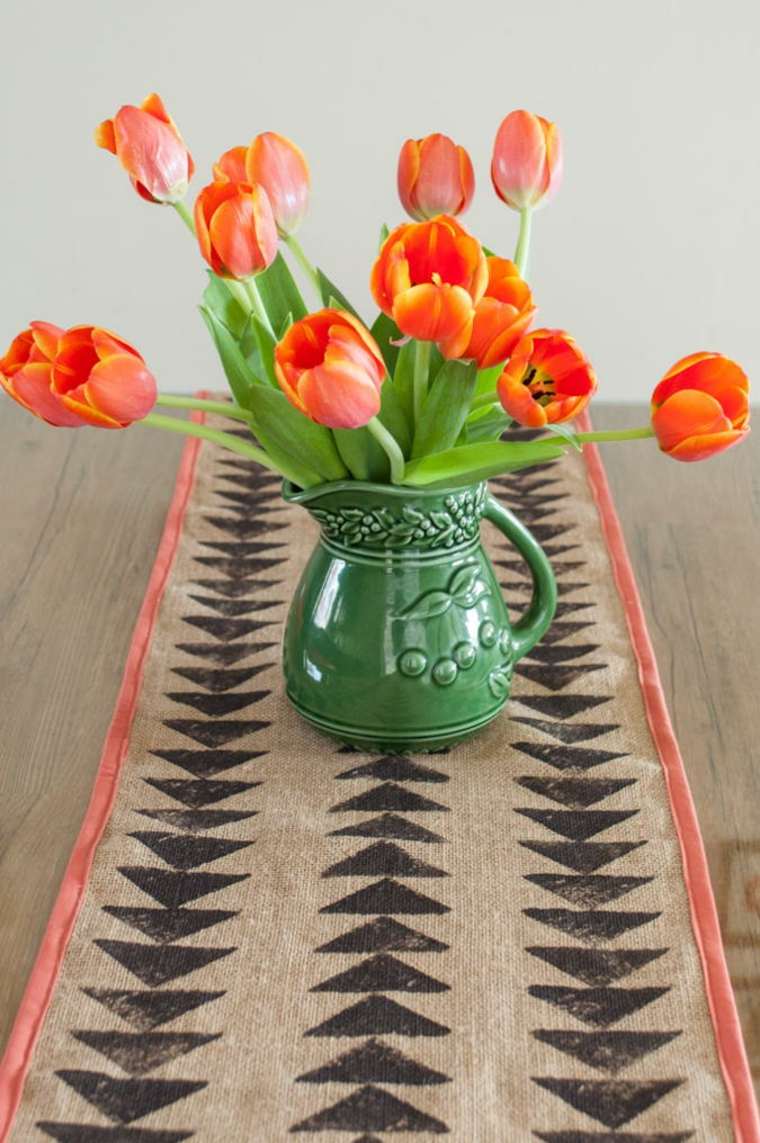 table runner fabric canvas jute idee geometric decoration