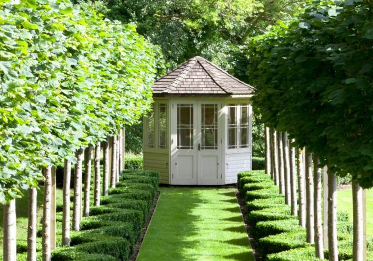 path garden landscaped alley lawn garden shed