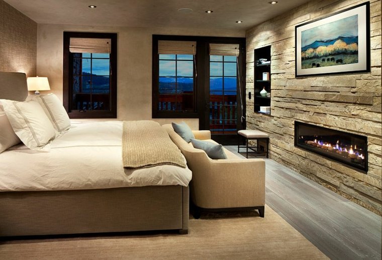 fireplace bedroom stone