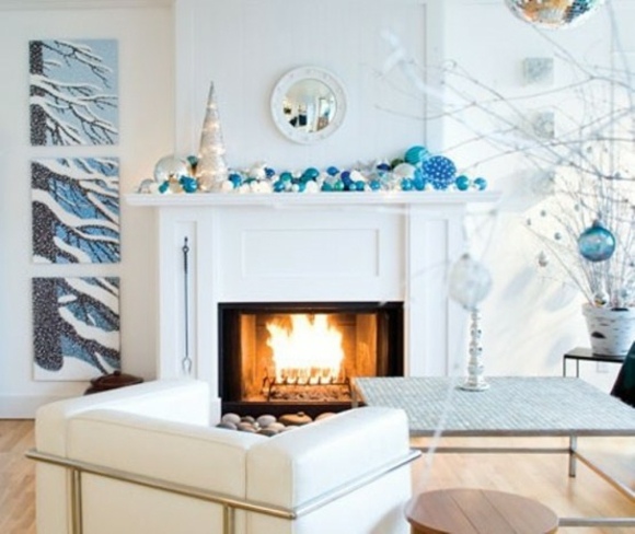 Deco fireplace deco blue white