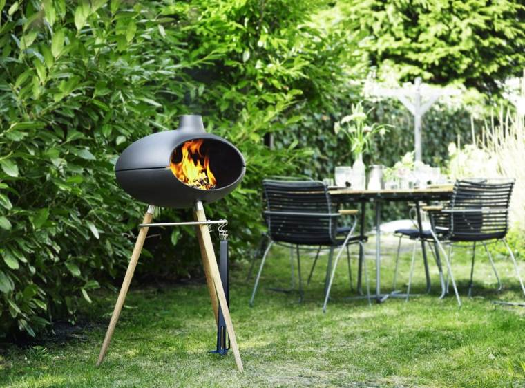 reka bentuk perapian luar barbecue idea moden