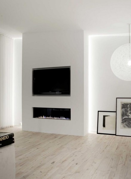 minimalist fireplace apartment norm architects