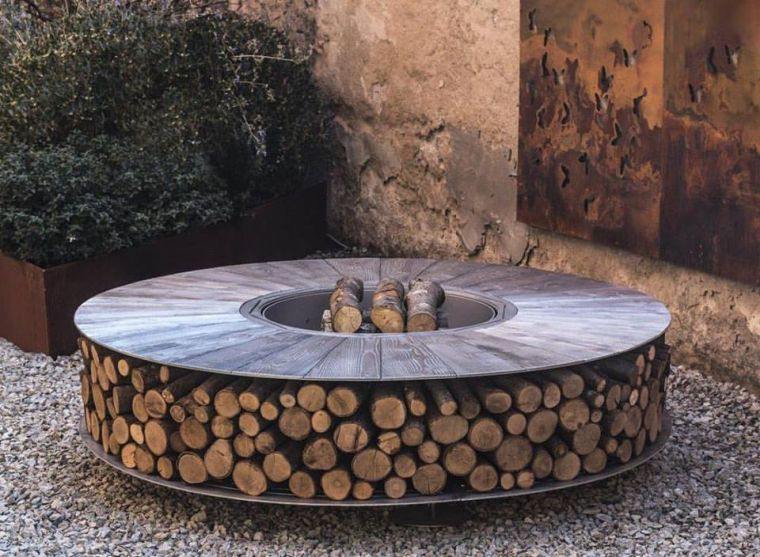 External fireplaces-garden-modern-round-wood-brazier