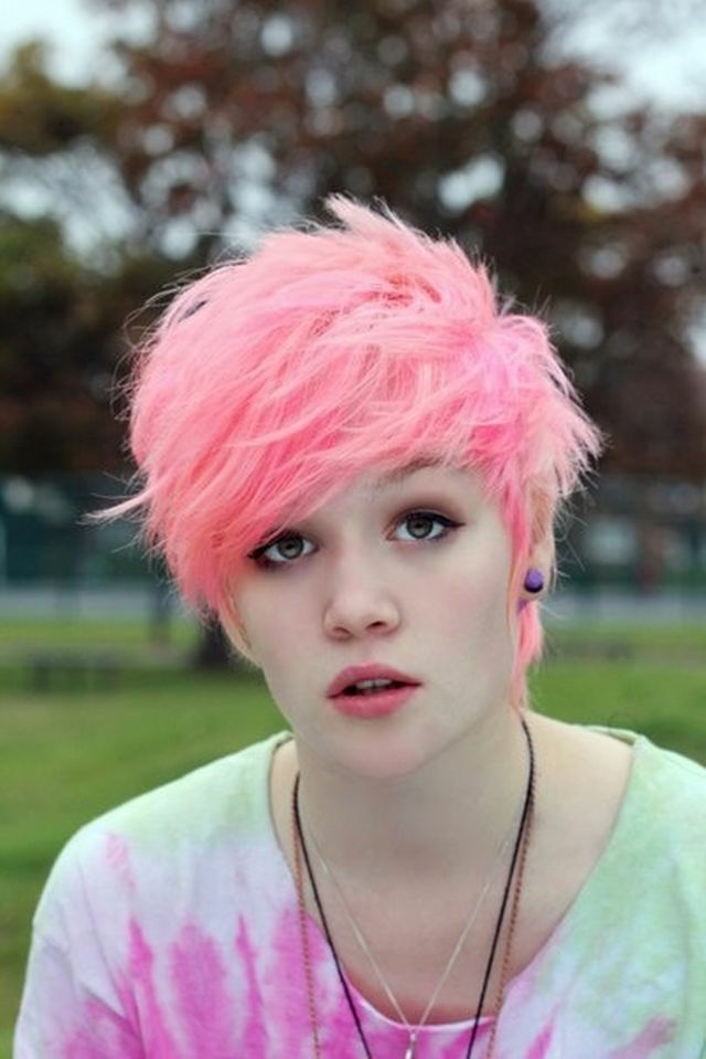 woman idea coloring short pink hair