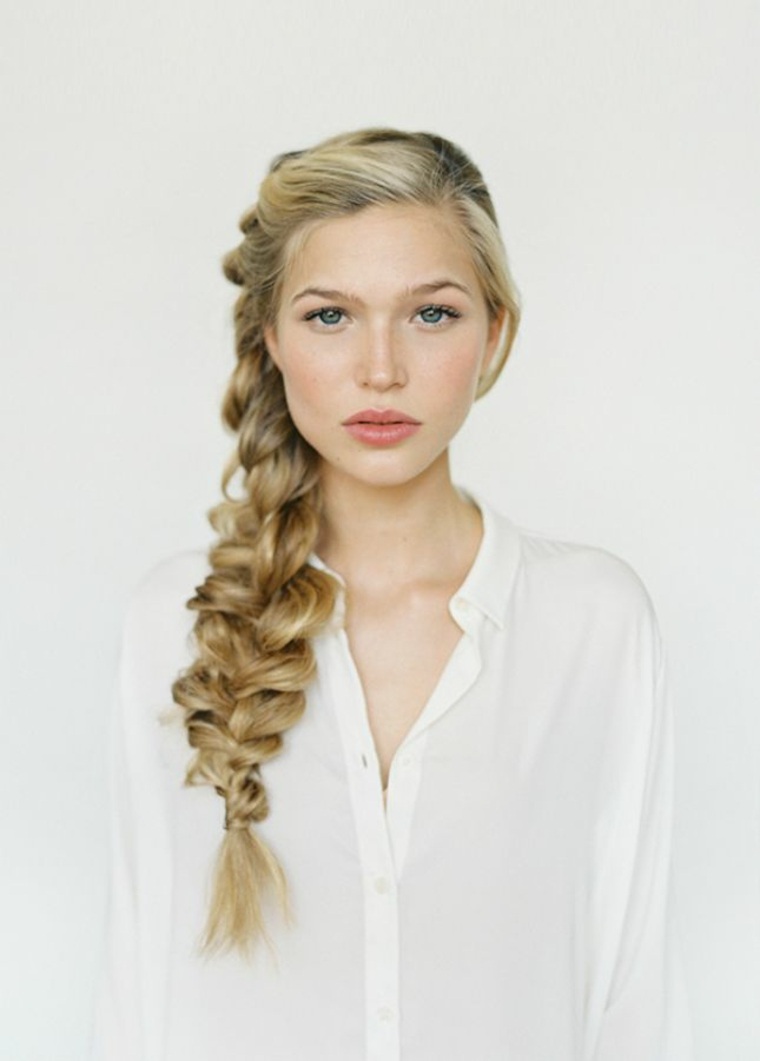 braid hairstyle woman trend long blond hair