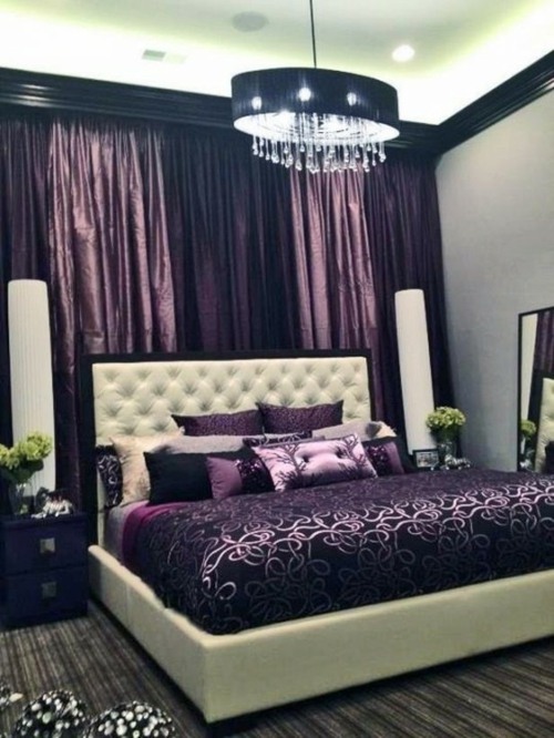 chic modern bedroom accents purple