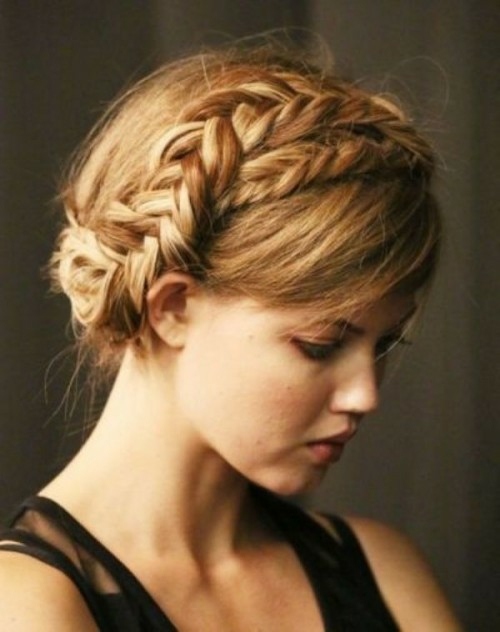 modern bun braid bangs