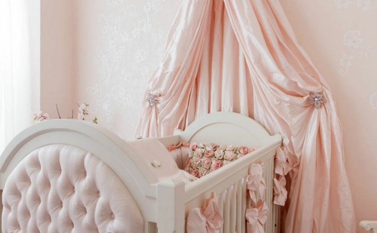 pink baby bed himmel