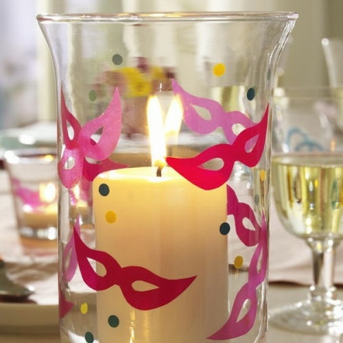 candle vase glass decorated pink glasses