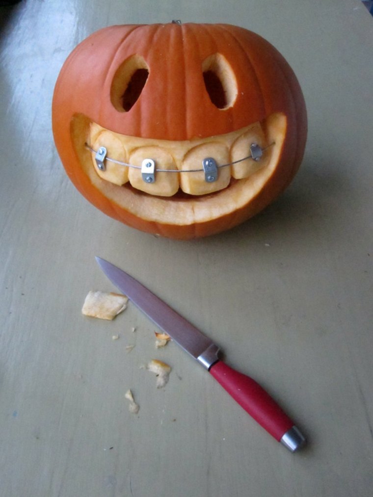 hiasan halloween idea labu gigi labu digali