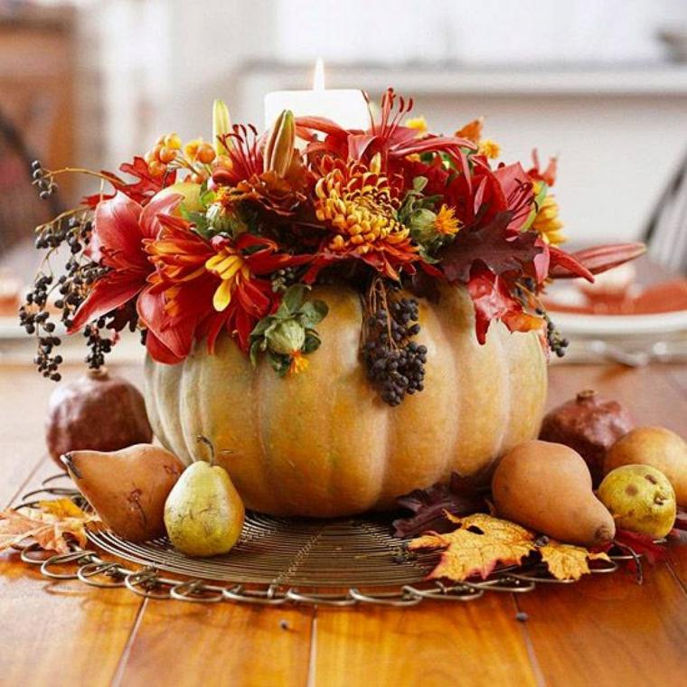 deco autumn idea labu diy bunga sejambak