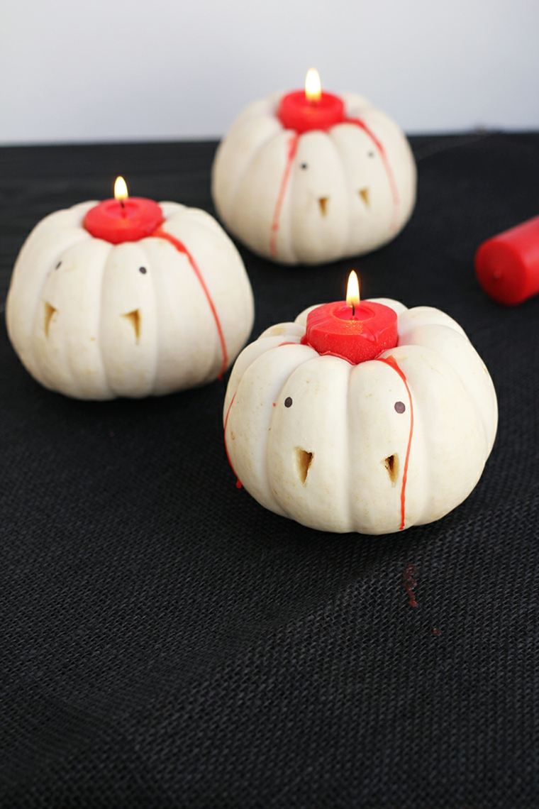 decoration halloween pumpkin white candle red