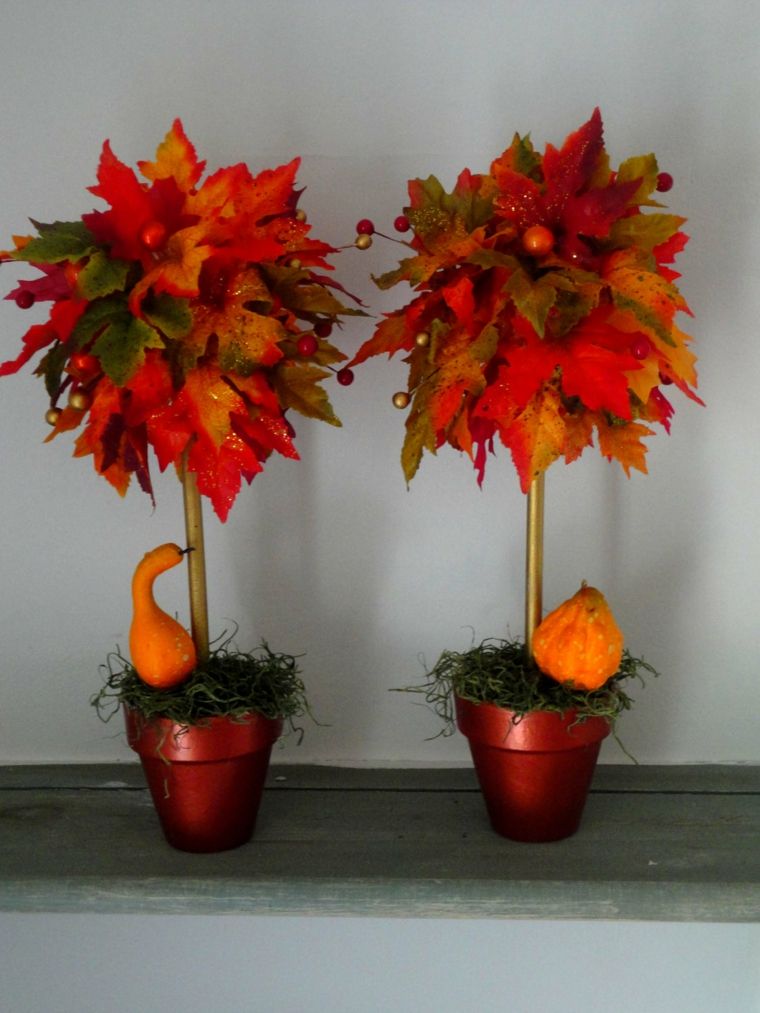 deco autumn pumpkin idea leaf tree brico flowerpot