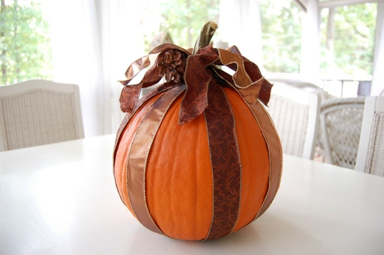 decoration pumpkin halloween idea ribbon fabric interior evening halloween