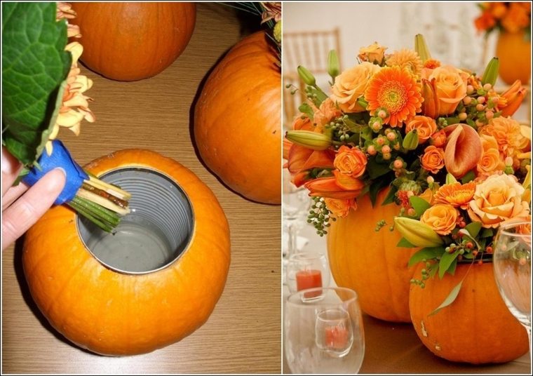 deco autumn pumpkin vase diy idea flowers decorate space