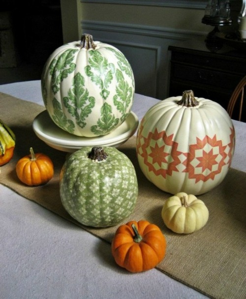 pumpkins decorated interesting patterns