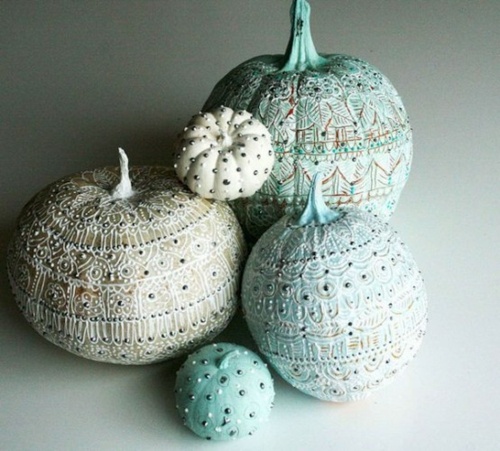 pumpkins decorated with pearls