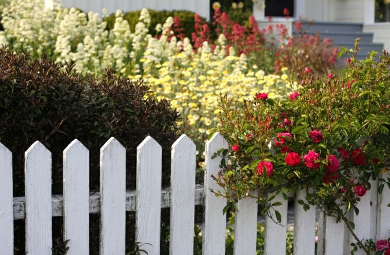 fence garden white wood deco idea flowers
