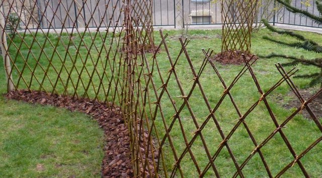 winter wicker garden fence