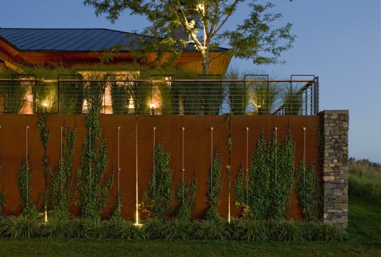 modern corten garden fence