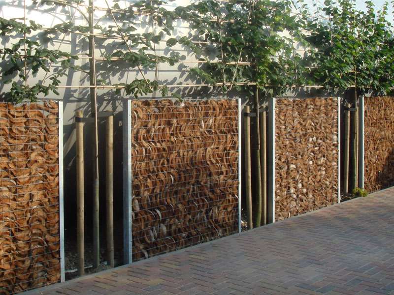 garden fence design wood metal deco plant