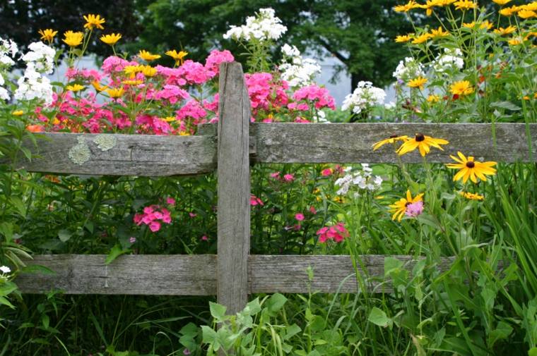 wood fence fence deco flowers