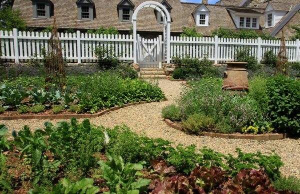 white painted garden fence