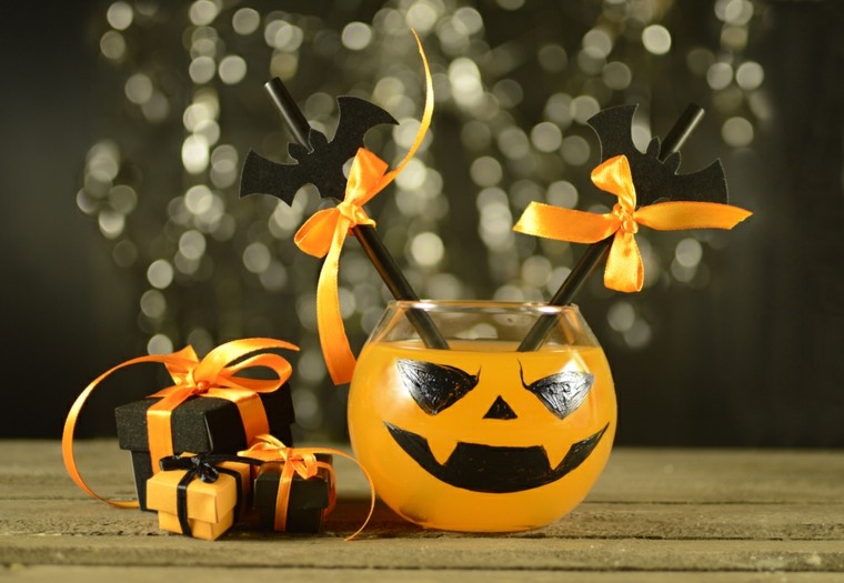 hiasan halloween rumah deco idea koktail labu reben oren bat