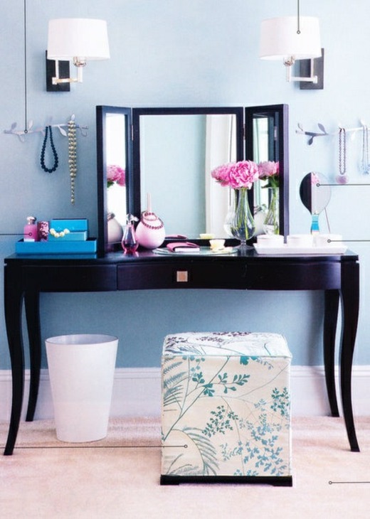 modern dressing table with square stool