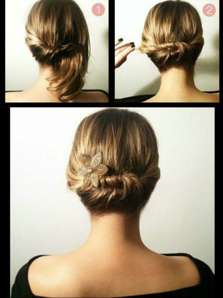 gaya rambut wanita mid-length hair mudah bohemian chic tutorial bun down