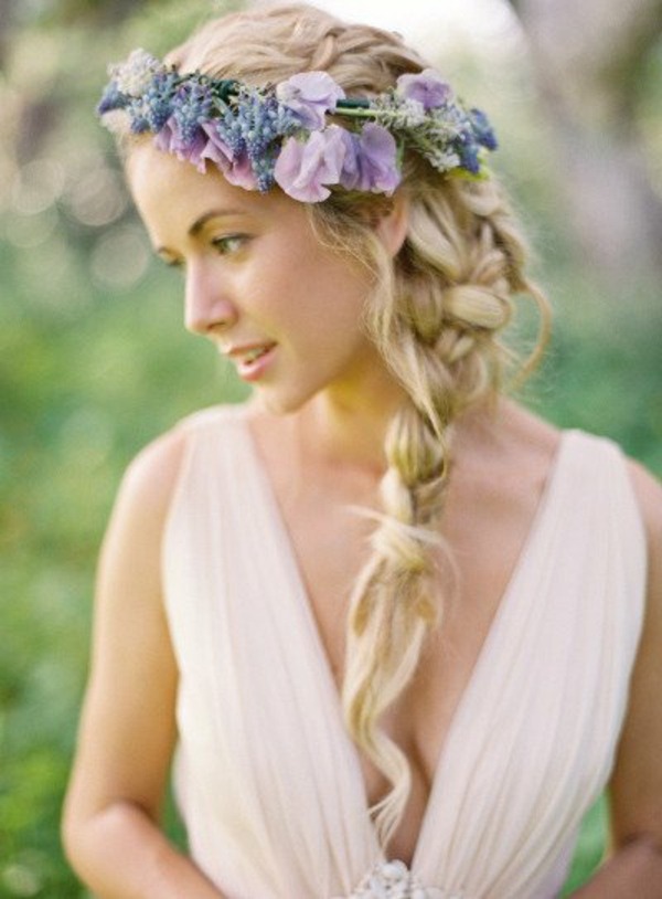 bridal hairstyle 2014 braid flowers