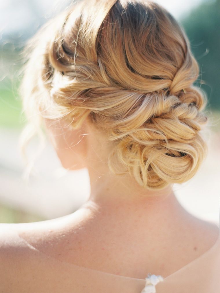 hairstyle woman wedding shaded blonde idea bun ripples