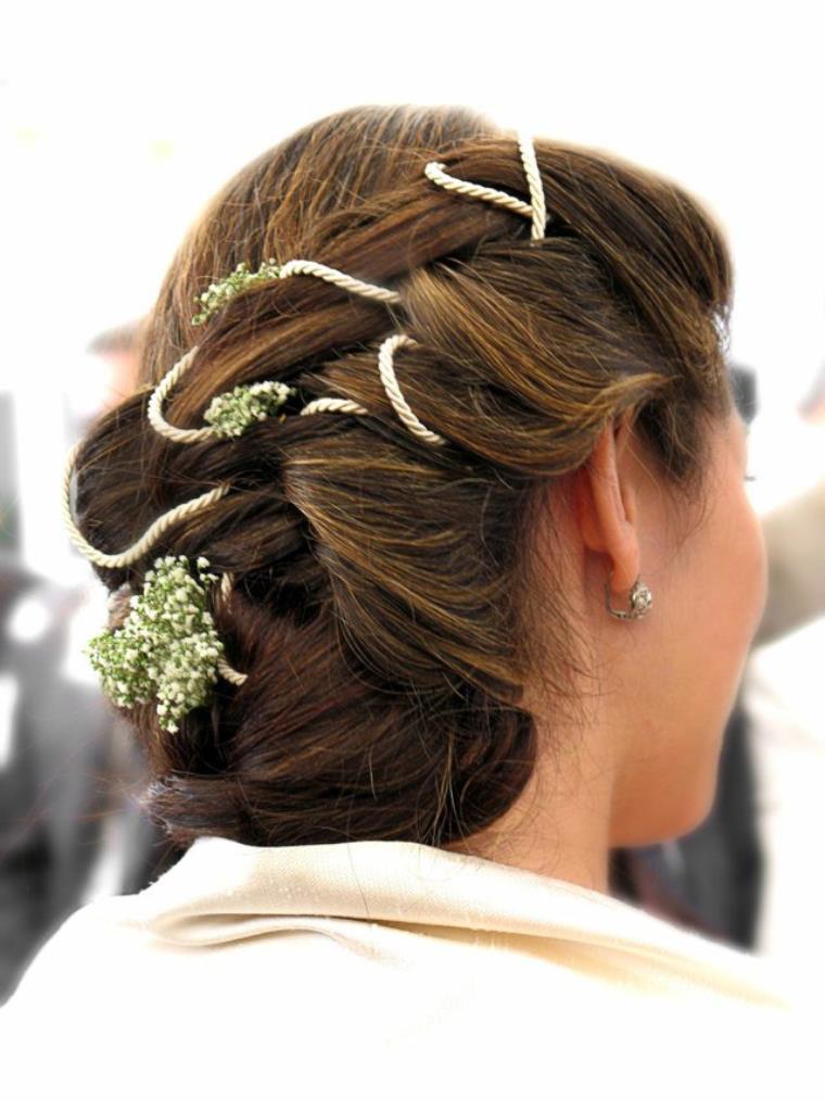 Wedding hair-braid-cord-side flowers