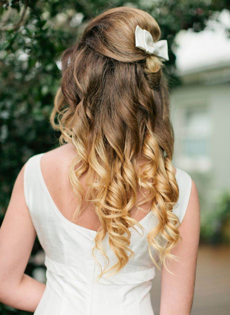 long hair shaded blonde hairstyle wedding ripples