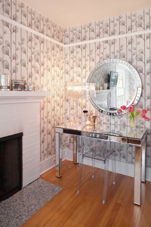 elegant hairdresser mirrored surface