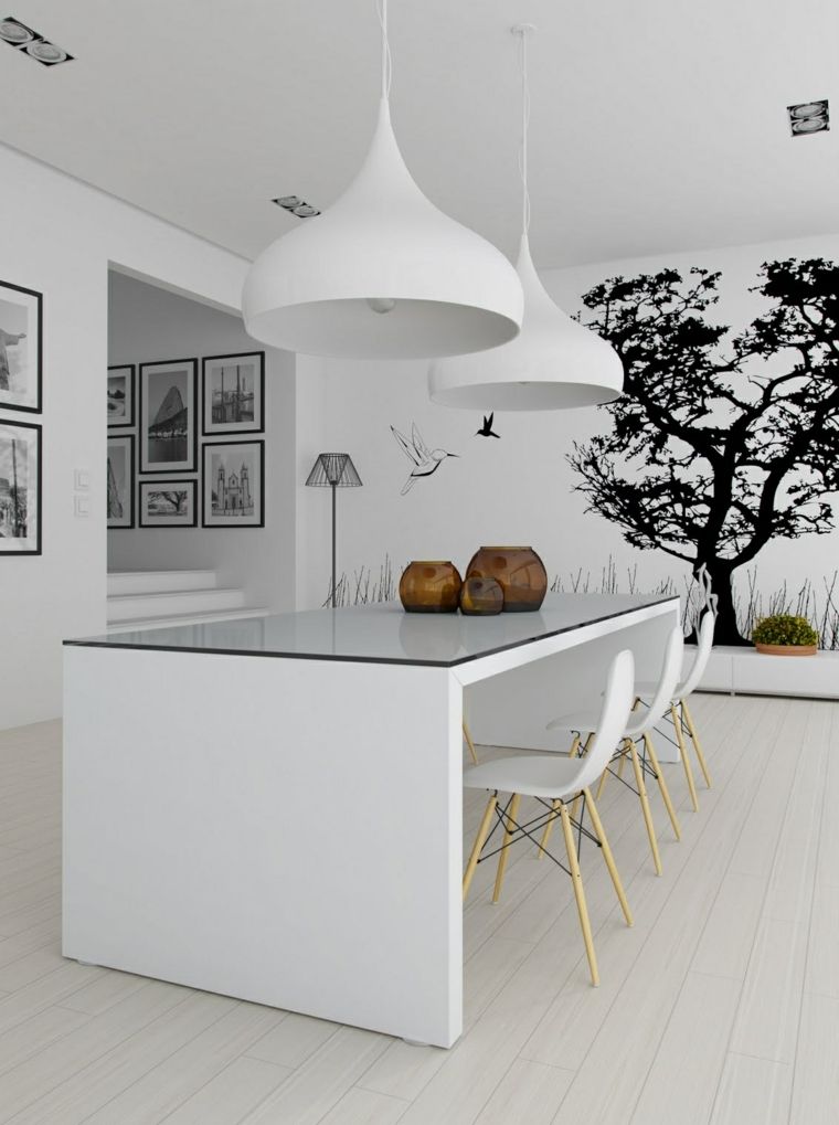 contemporary white kitchen dinette