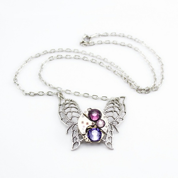 steampunk vintage butterfly necklace