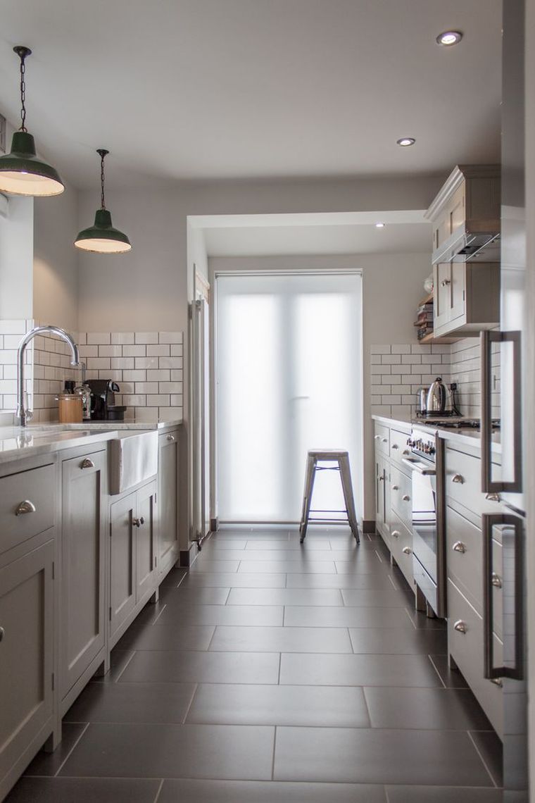 how to arrange a kitchen in length example kitchen hallway floor covering wall luminaire suspended