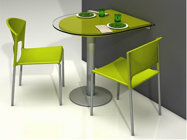 Interesting material color green kitchen corner design