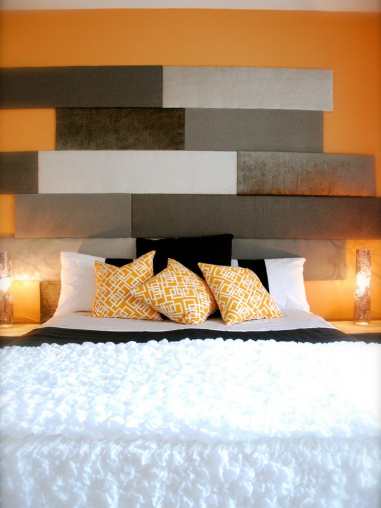 shade gray idea head bed diy bedroom wall orange bed cushions deco lighting