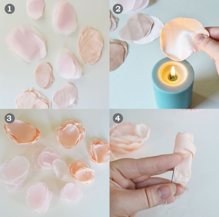 how to make pink fabric flowers-steps-manufacture