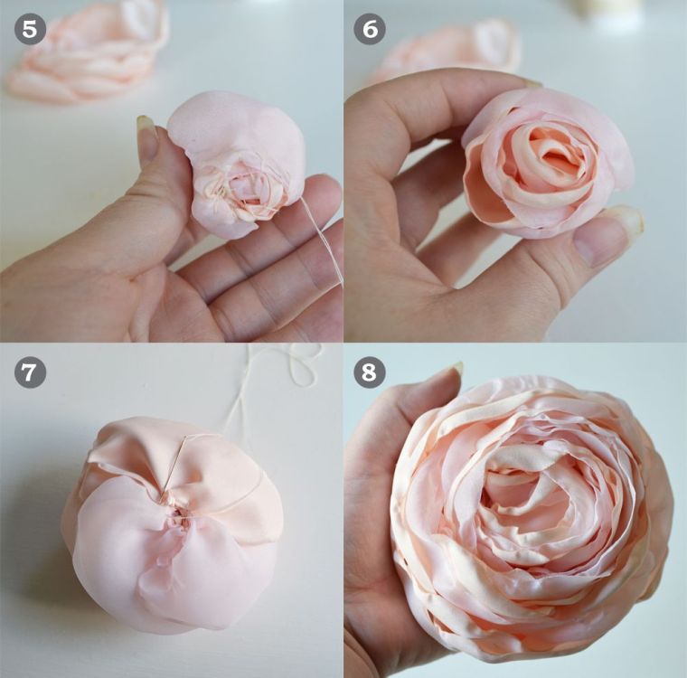 how to make pink fabric flowers-vintage-petals