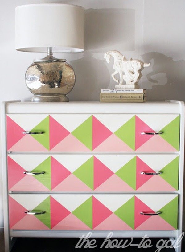 Commode in triangular geometric shapes in colors