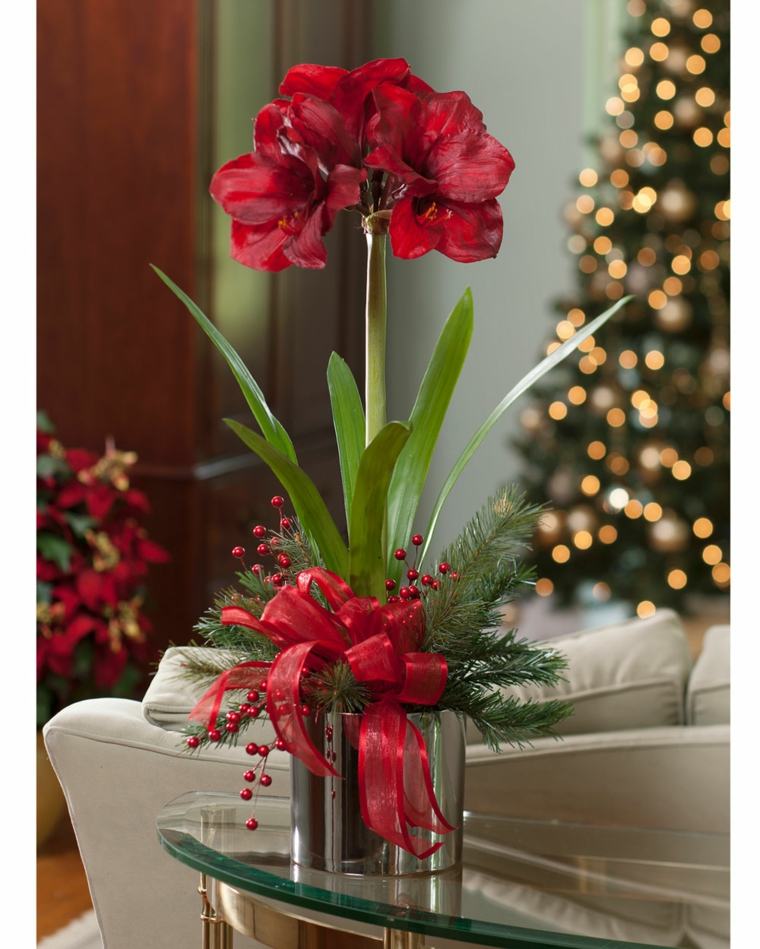 floral arrangement christmas coffee table interior vase red and green