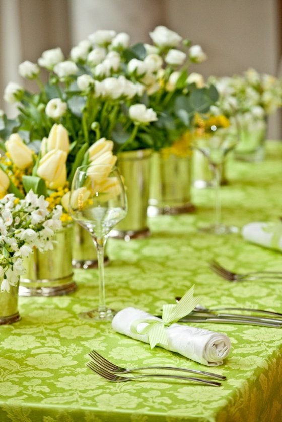 green table floral arrangements