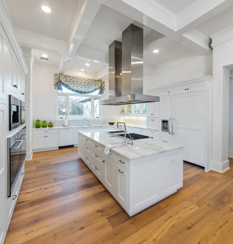 white marble kitchen counter