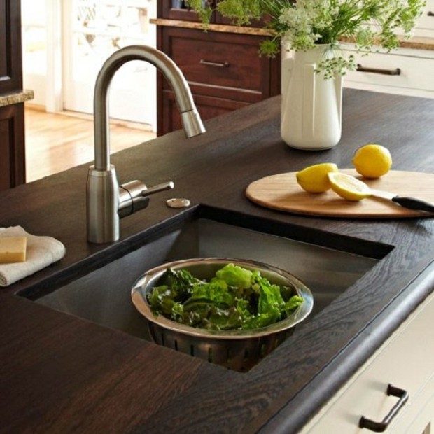 dark wood kitchen counter