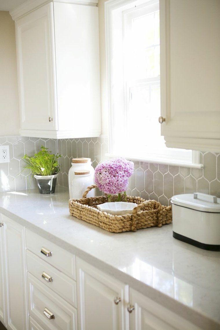 elegant white kitchen counter