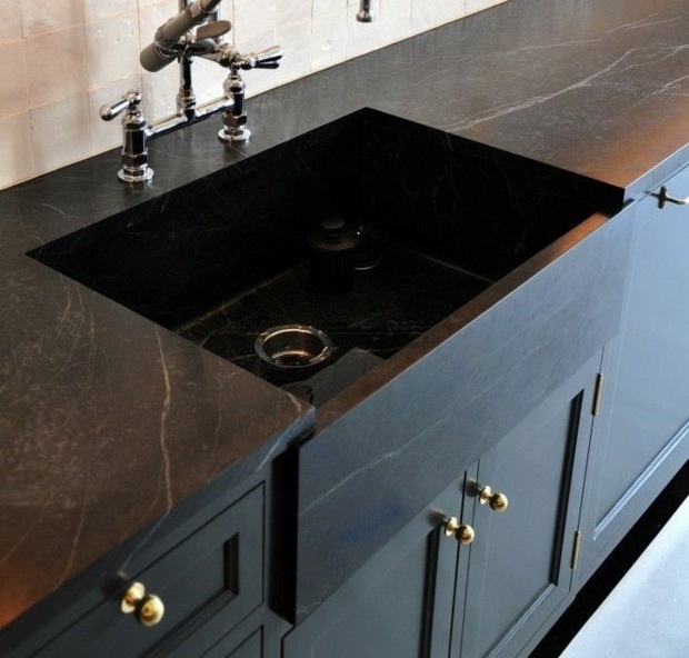 elegant black kitchen counter