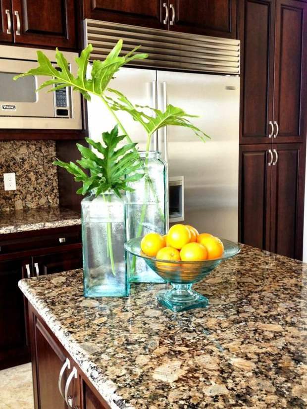 multicolored marble kitchen counter